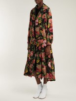 Thumbnail for your product : Junya Watanabe Wool-knit Floral-print Georgette Dress - Black Multi