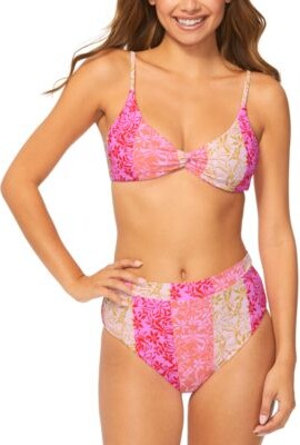 Raisins Juniors Twisty Bikini Top Tropics High Rise Bikini Bottoms