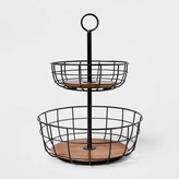 Thumbnail for your product : Threshold Iron and Mangowood Wire 2-Tier Fruit Basket Black
