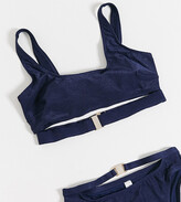 Thumbnail for your product : Wolfwhistle Wolf & Whistle Fuller Bust Exclusive cut out crop buckle bikini top in electric blue - MBLUE