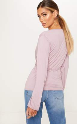 PrettyLittleThing Mauve Deep Plunge Top