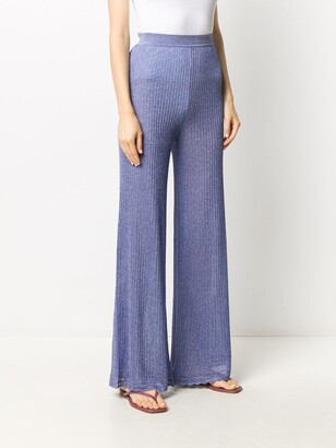 M Missoni Flared Ribbed Knit Trousers