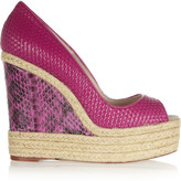 Thumbnail for your product : Brian Atwood Cailey leather and elaphe wedge pumps