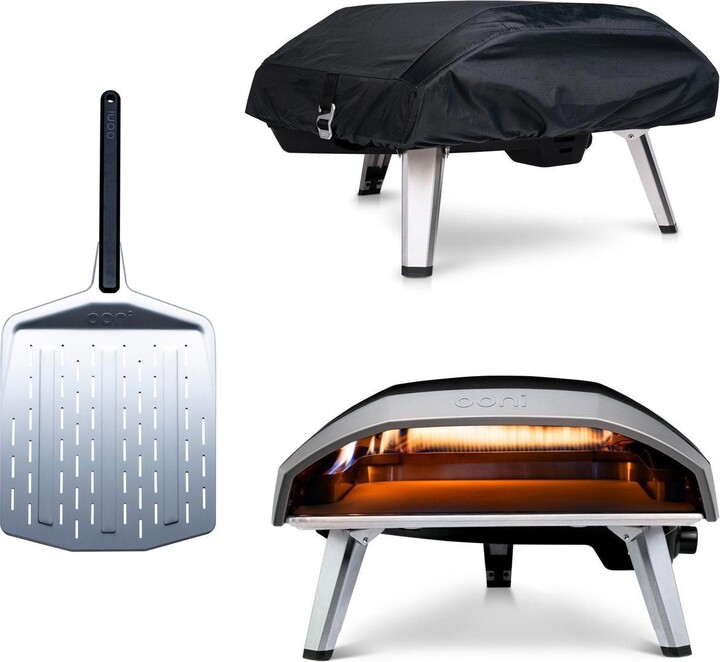 Ooni Koda 16 Natural Gas Portable Outdoor Pizza Oven w/ Cover & Pizza Peel Bundle