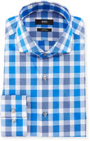 Thumbnail for your product : BOSS Jason Slim Fit Easy Iron Large-Plaid Cotton Dress Shirt, Medium Blue