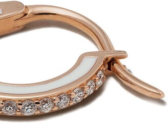 Raphaele Canot 18kt rose gold Skinny Deco diamond and enamel mini hoops