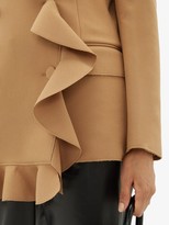 Thumbnail for your product : MSGM Double-breasted Ruffled Crepe Blazer - Camel