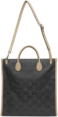 GUCCI Savoy Leather and Webbing-Trimmed Monogrammed Coated-Canvas