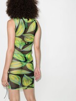 Thumbnail for your product : Louisa Ballou Green Heatwave Ruched Mesh Mini Dress