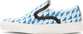 Thumbnail for your product : Mother of Pearl Blue Geometric Leather Trim Slip-On Sneakers