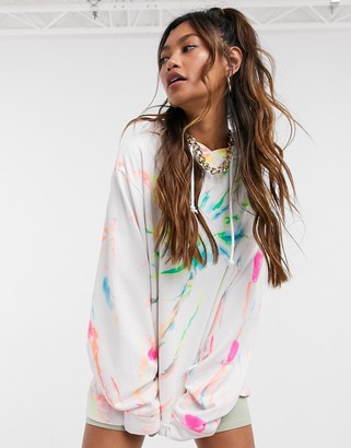 Jaded London oversized hoodie in rainbow tie-dye co-ord