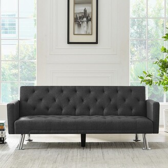 TOSWIN Modern Convertible Folding Futon Sofa Bed , Grey Fabric Sleeper Sofa Couch
