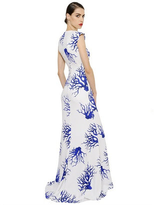 Francesco Scognamiglio Coral Printed Viscose Crepe Dress