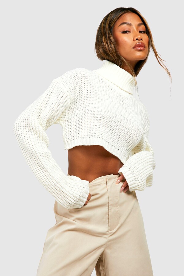 White Cropped Turtleneck Sweaters | ShopStyle