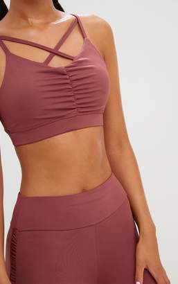 PrettyLittleThing Rose Ruched Cross Front Crop Top