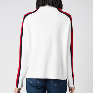 white chunky polo neck jumper
