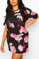 Thumbnail for your product : boohoo Plus Floral Oversized Tshirt Dress