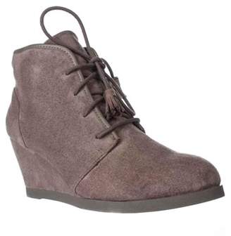 Madden Girl Dallyy Lace Up Wedge Ankle Booties, Dark Taupe