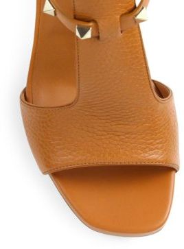 Valentino GARAVANI Rockstud Leather T-Strap Block Heel Sandals