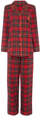 Lauren Ralph Lauren Classic notch collar brushed cotton pyjama set