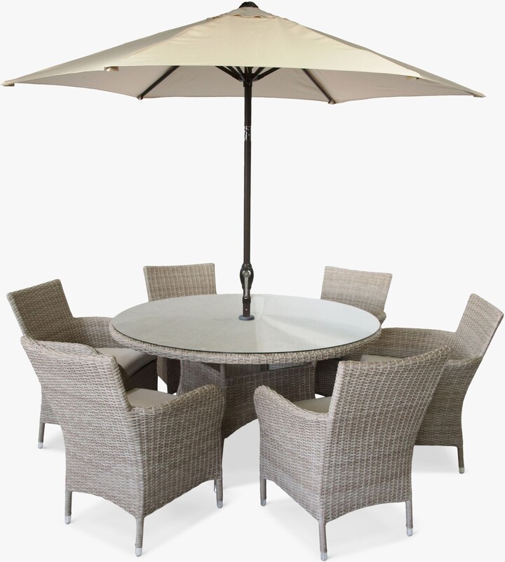 LG Outdoor Monaco 6Seat Round Garden Dining Table & Armchairs Set with