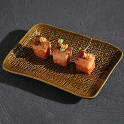 Porto Brasil Ambar Commercial Dishwasher Safe 7.08'' Stoneware Sushi Plate  Set of 4