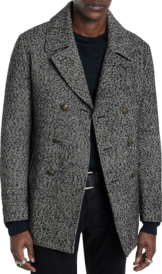 John Varvatos Harden Regular Fit Double Breasted Wool Peacoat