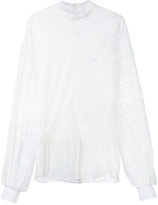 Thumbnail for your product : Muveil high neck balloon sleeve lace blouse