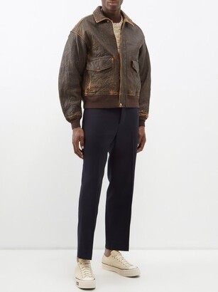 Visvim Elmendorf Distressed Leather Jacket - Dark Brown - ShopStyle