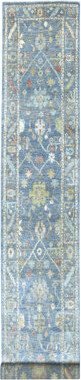2'6"X19' Blue Angora Oushak With Soft And Vibrant Wool Hand Knotted Oriental XL Runner Rug D2DD0FCD16DE41ABBE42BEFF2C78DA82