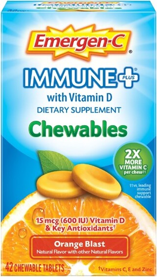 Emergen-C Emergen-CImmune+DietarySupplementChewableTabletswithVitaminD-OrangeBlast-42ct