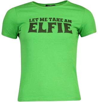 boohoo Let Me Take An Elfie Slogan Christmas T-Shirt