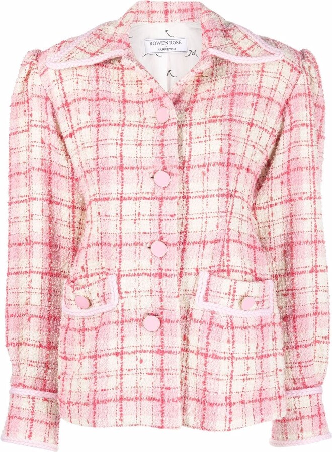 ROWEN ROSE Tweed Button-Fastening Jacket - ShopStyle