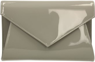 SwankySwans Chrissy Patent Leather Womens Party Prom Wedding Night Out Celebrity Ladies Envelope Clutch Bag - Ash