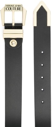 Versace Jeans Couture Engraved-Logo Leather Belt
