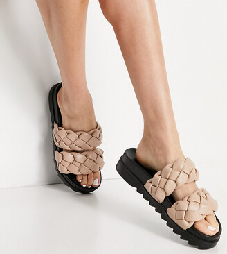 Raid Wide Fit Flinch chunky plaited sandals in beige