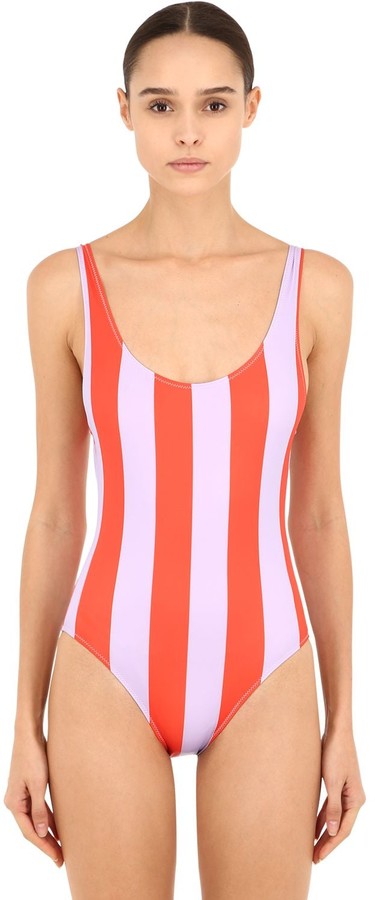 solid and striped red one piece