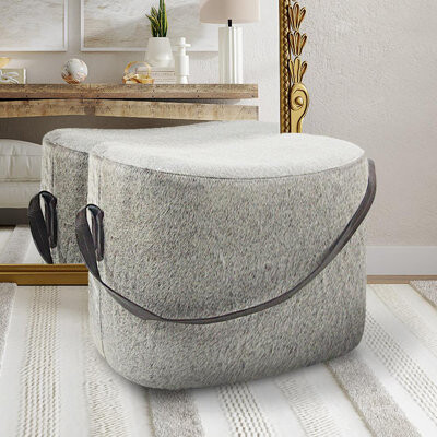 Everly Quinn Heather Grey Pouf