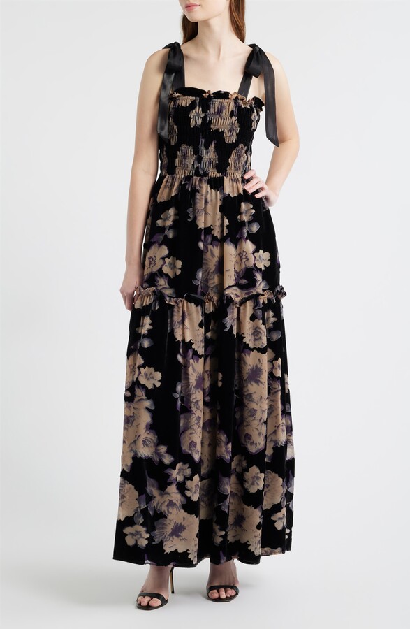 En Saison Rowan Floral Tie Shoulder Maxi Dress