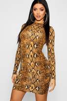 Thumbnail for your product : boohoo Long Sleeve Snake Print Bodycon Dress