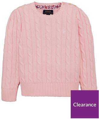 Ralph Lauren Girls Classic Cable Knit Jumper - Pink