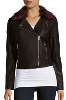 Thumbnail for your product : C&C California Faux Fur Trimmed Notch Collar Jacket
