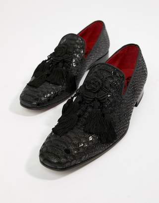 Jeffery West Jung tassel loafers in black croc