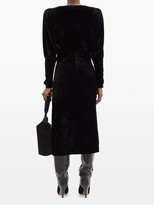 Thumbnail for your product : Isabel Marant Geniasi Padded-shoulders Velvet Midi Dress - Black