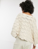 Thumbnail for your product : Selected cable knit jumper in cream