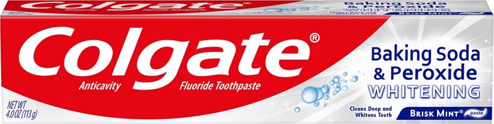 Colgate Baking Soda and Peroxide Whitening Toothpaste, Brisk Mint, 4 OZ