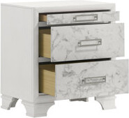 Latitude Run Functional Contemporary Bedside Cabinet With White Finish And Drawers Marble Accents For Bedroom Decor Nightstand Wood Two - Adorned Organization