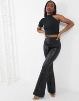 Thumbnail for your product : UNIQUE21 knitted rib neck one shoulder top in black