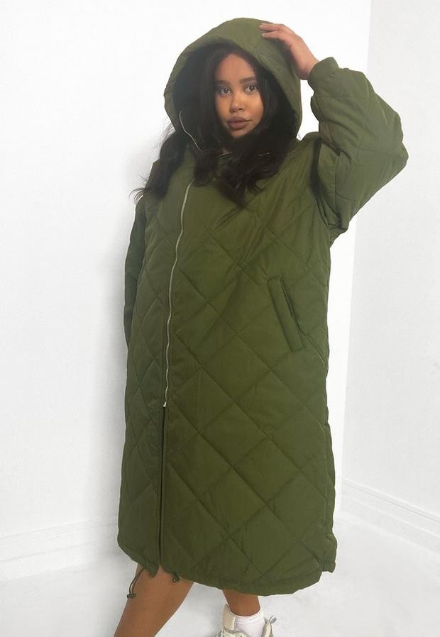 khaki padded coat