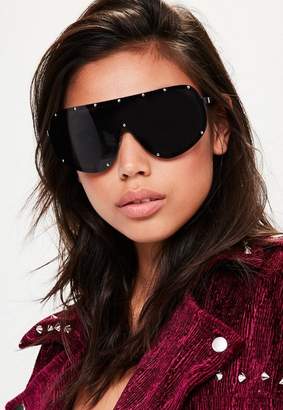 Missguided Black Studded Oversized Sunglasses